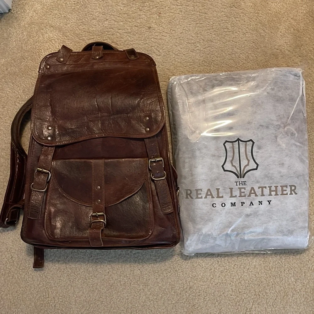 COPY - The Western leather backpack. Color brown and crafted pure leather mater…